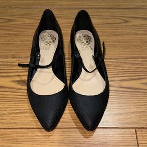 Vince Camuto Black Snake Textured Flats